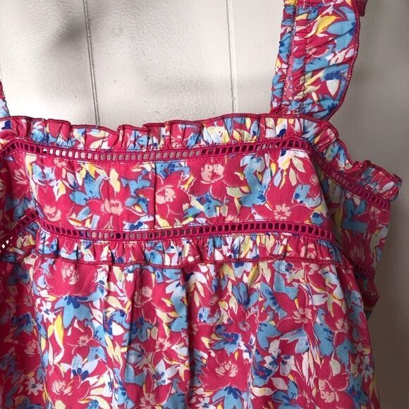 BOG Collective Womens Multicolor Floral Cropped Baby Doll Top Size Medium - Picture 3 of 5